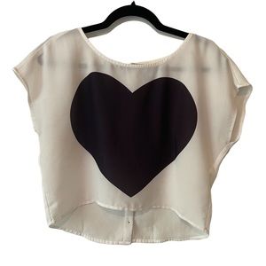 Divided Crop Top Heart Print Size US 4